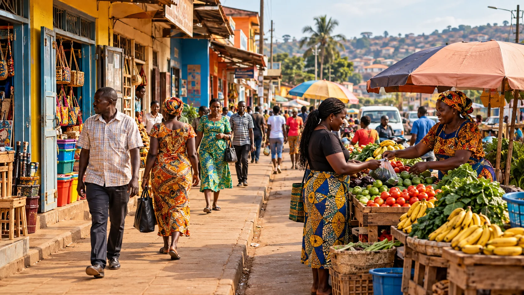 Local shops and everyday commerce on an African town street